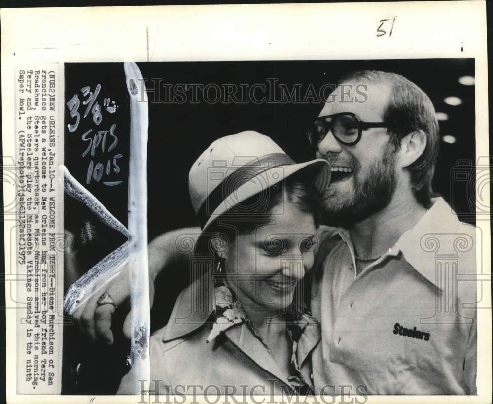 1975 Press Photo Diane Murchison And Steeler Football Quarterback Terry Bradshaw- Historic Images