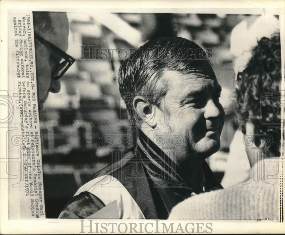 1971 Press Photo Orioles Baseball Team Manager Earl Weaver At Memorial Stadium- Historic Images