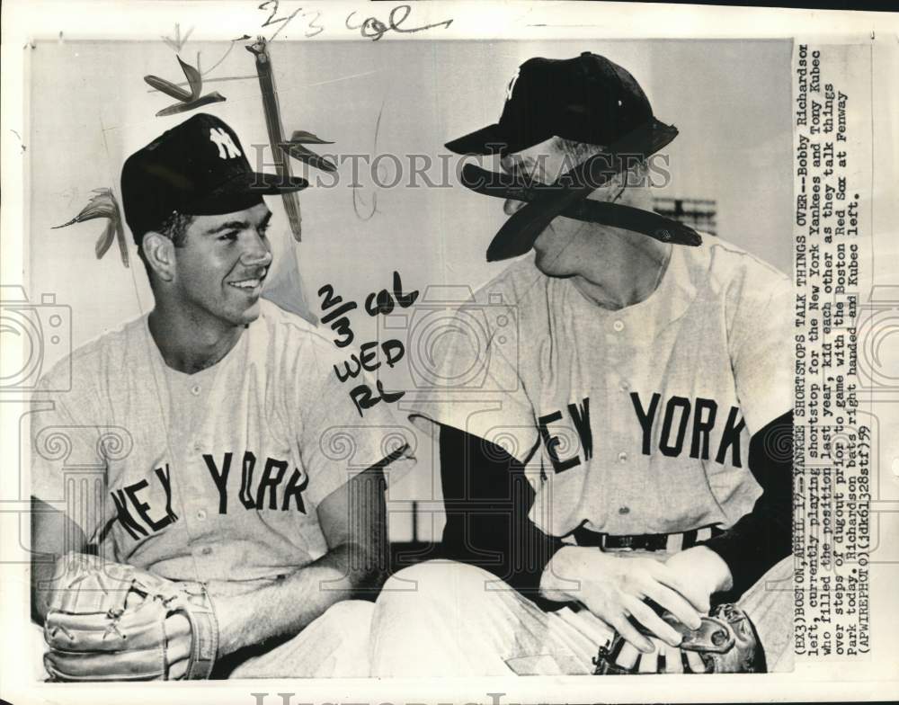 1959 Press Photo New York Yankee Baseball Players Bobby Richardson, Tony Kubec- Historic Images