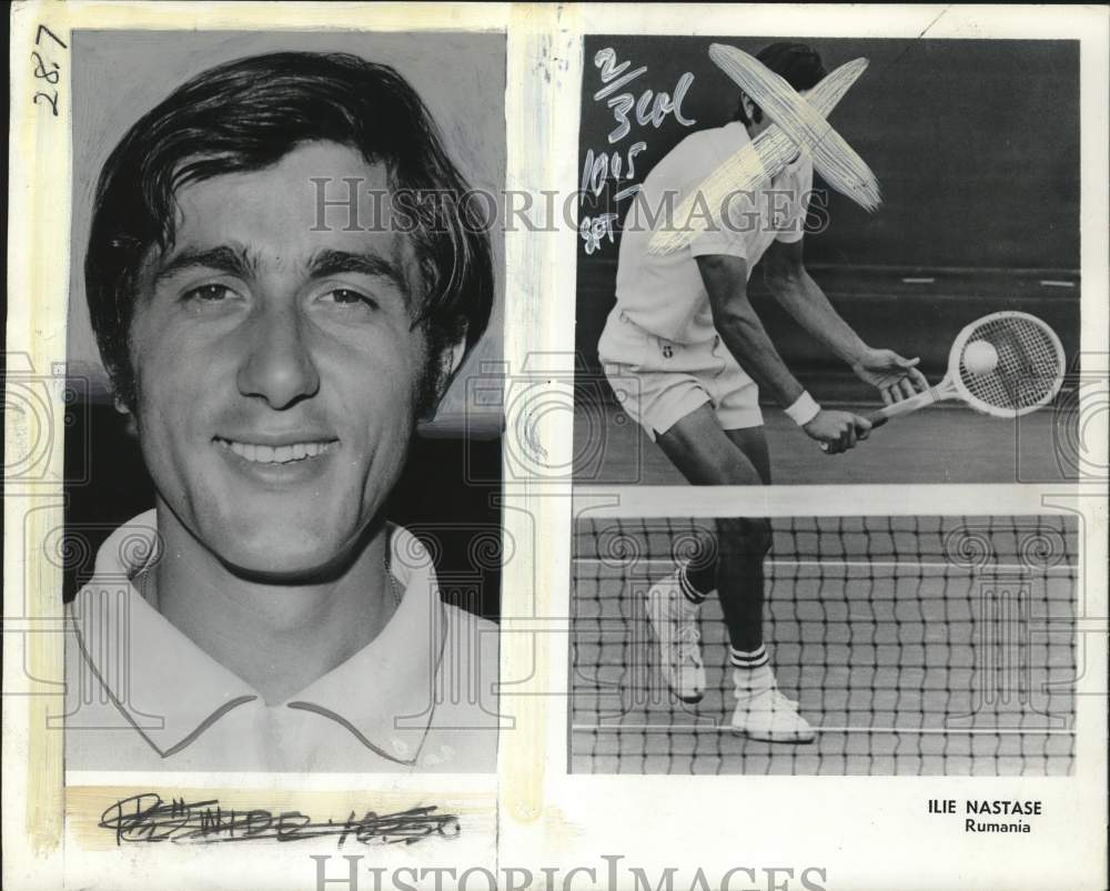 1971 Press Photo Romanian Tennis Player Ilie Nastase Shows Backhand Return- Historic Images