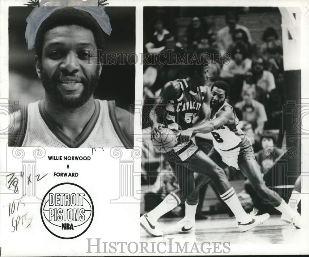 1977 Press Photo Detroit Pistons Basketball Team Forward Willie Norwood Defends- Historic Images