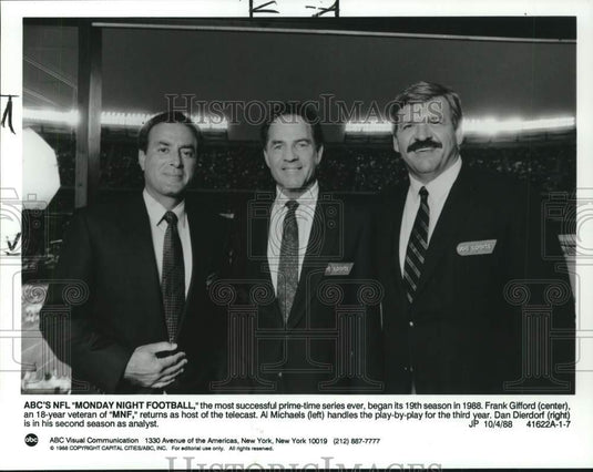 1988 Press Photo Monday Night Football: Al Michaels, Frank Gifford, Dan Dierdorf- Historic Images