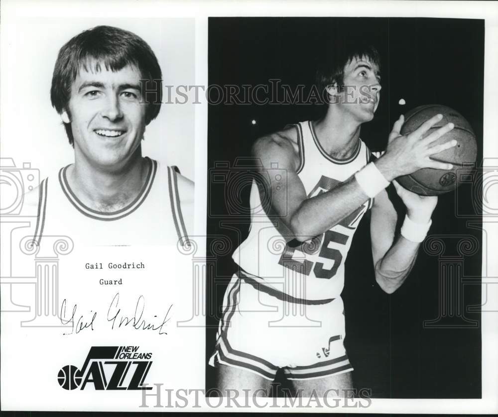 1976 Press Photo Jazz Basketball Team Guard Gail Goodrich Shoots In Practice- Historic Images