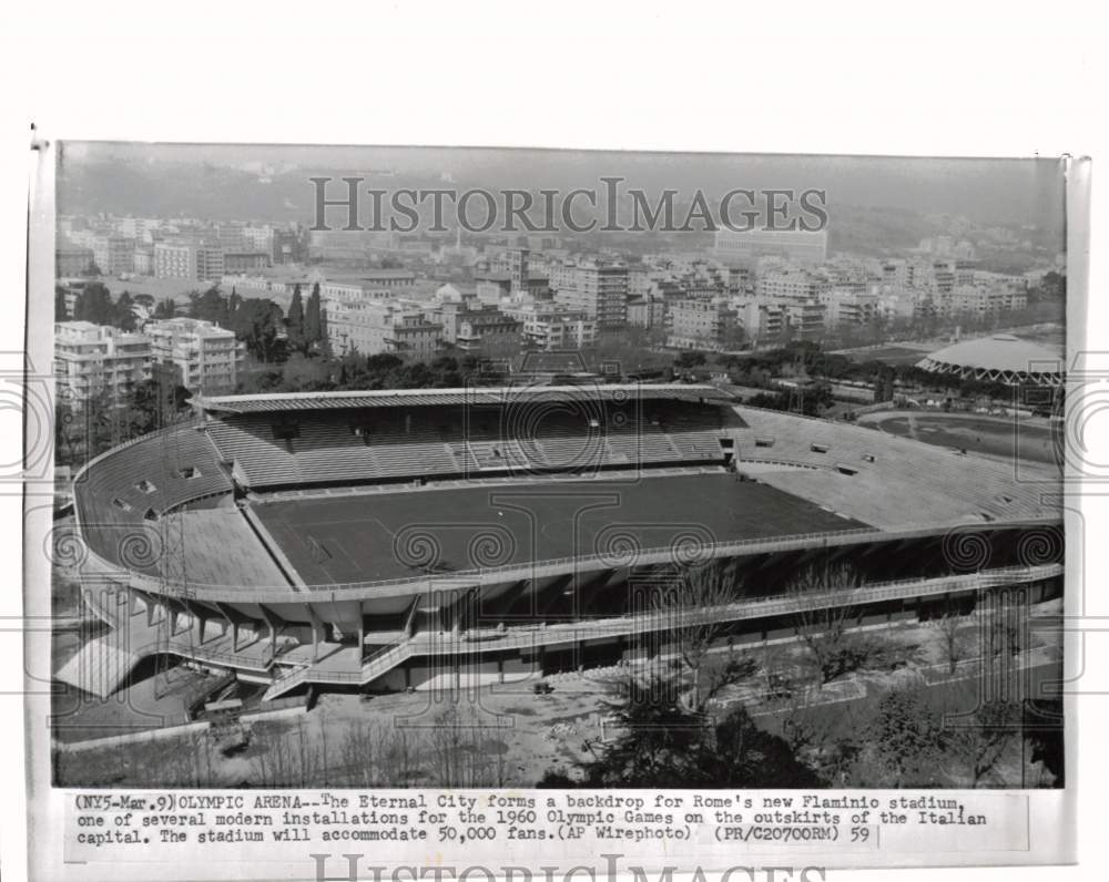1959 Press Photo Rome's New Flaminio Stadium for next year's Olympic Games- Historic Images