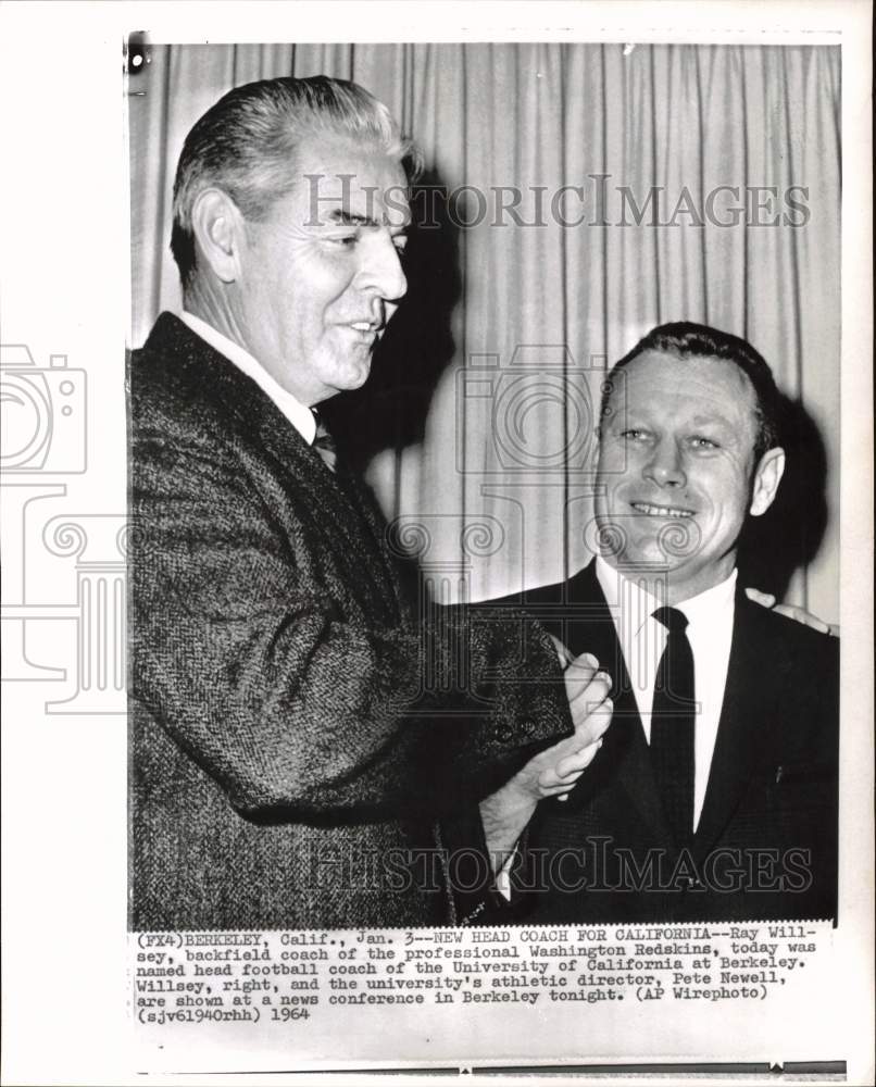 1964 Press Photo UC Berkeley Head Football Coach & Athletic Director with Press- Historic Images