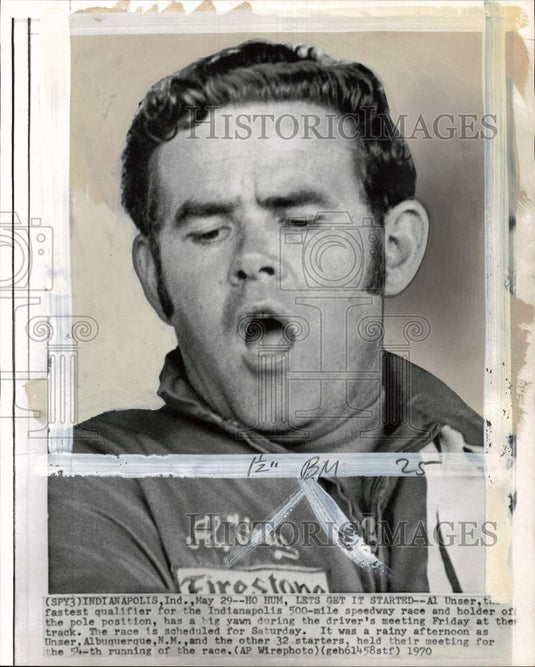 1970 Press Photo Speedway race qualifier Al Unser at driver's meeting in Indiana- Historic Images
