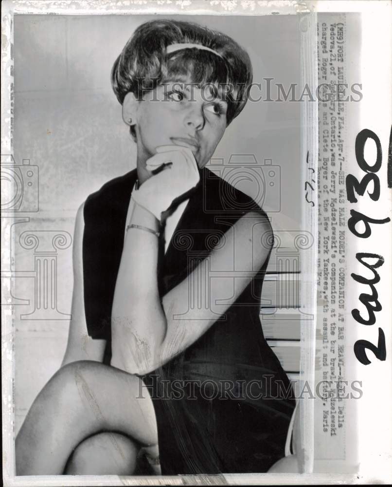 1965 Press Photo Angela Della Vedova as witness in Roger Maris' case in Florida- Historic Images