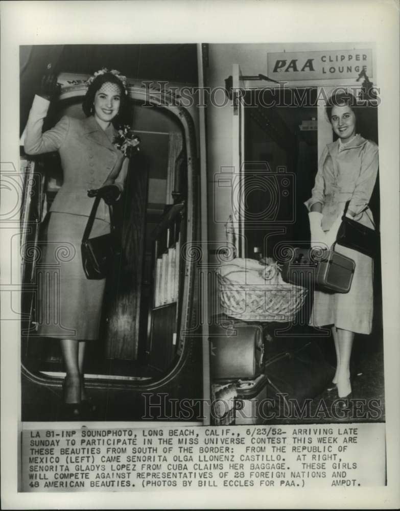 1952 Press Photo Miss Universe contestants Olga L. Castillo & Gladys Lopez, CA