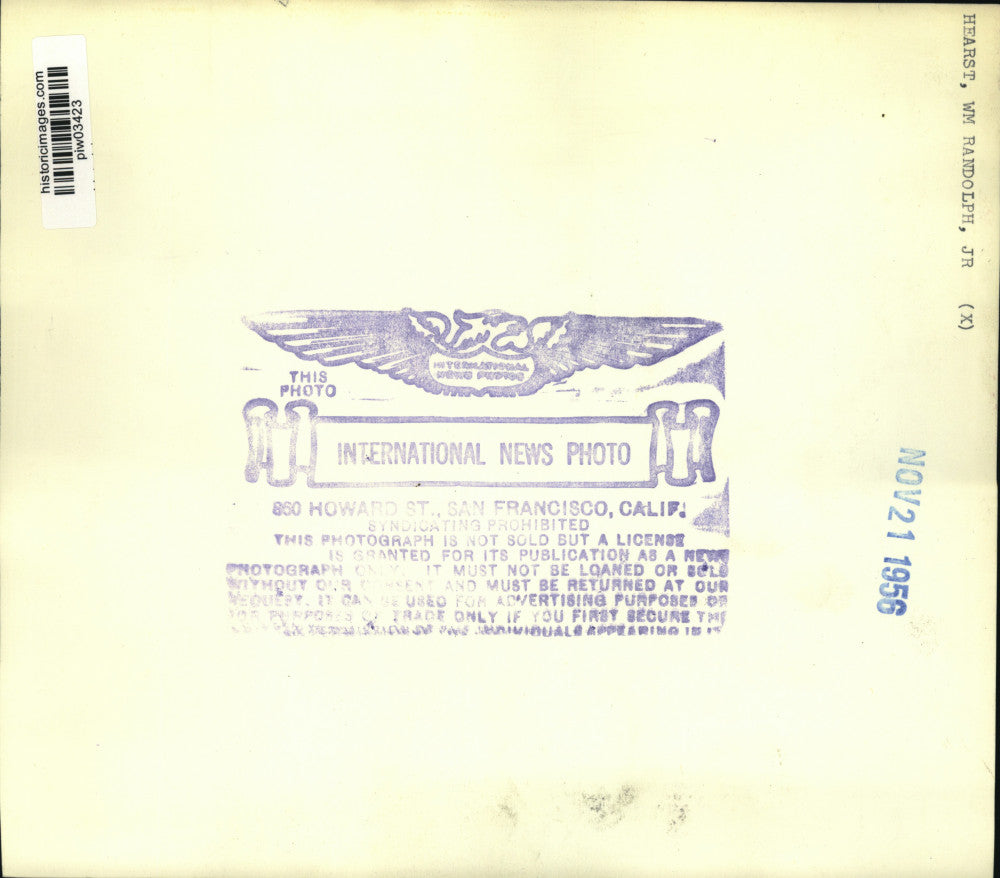 1956 Press Photo Ambassador Corrin Strong & William Randolph Hearst Jr, Norway