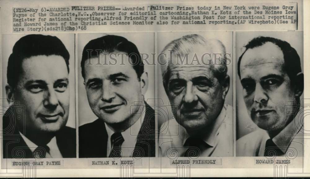 1968 Press Photo Eugene Payne Gray & others, Pulitzer Prizes awardees- Historic Images