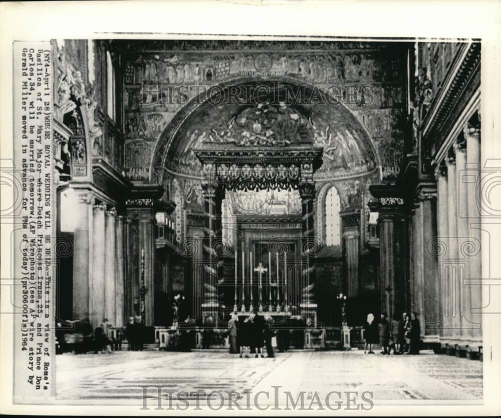 1964 Press Photo View of Rome&#39;s Basilica of St. Mary Major - piw05508