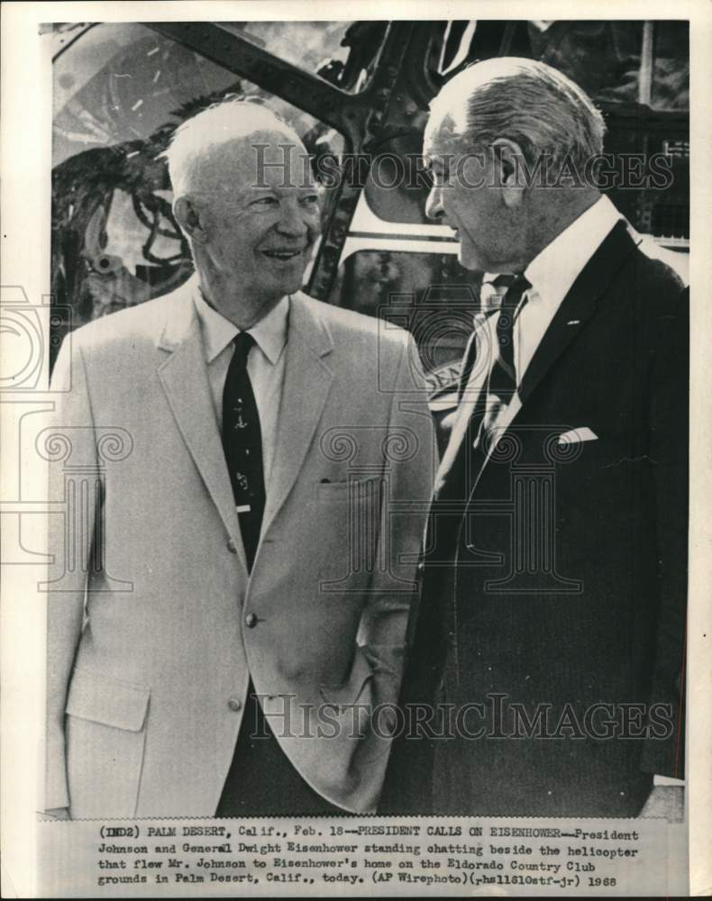 1968 Press Photo President Johnson &amp; Dwight Eisenhower at a golf club in CA- Historic Images