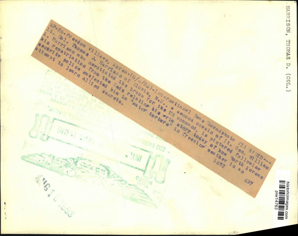 1953 Press Photo Released Korean War POW Thomas Harrison speaks in Korea