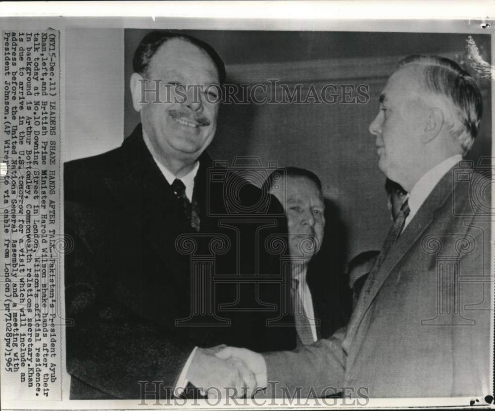 1965 Press Photo Pakistan's President Ayub Khan & Premier Harold Wilson, London