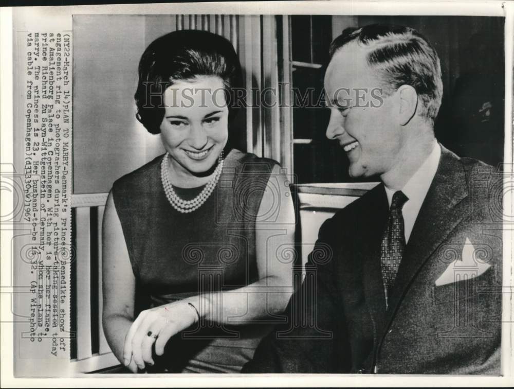 1967 Press Photo Princess Benedikte &amp; fiance Prince R. Konstantin in Denmark- Historic Images