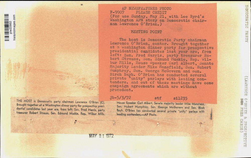 1972 Press Photo Democratic party members at dinner party in Washington DC