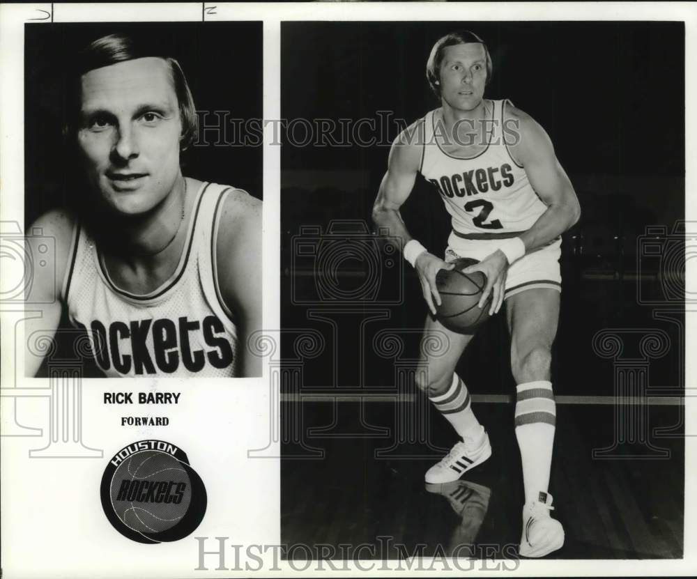 1978 Press Photo Houston Rockets&#39; Rick Barry poses holding ball - pix06413- Historic Images