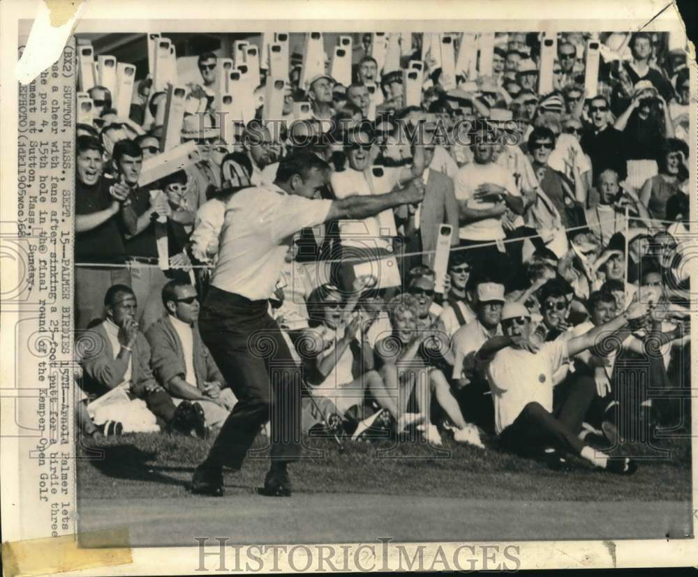 1968 Press Photo Palmer Lets Loose a Cheer At Kemper Golf Tournament At Sutton- Historic Images