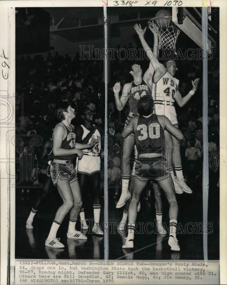 1970 Press Photo Oregon's Rusty Blair scores versus Washington State, Washington- Historic Images