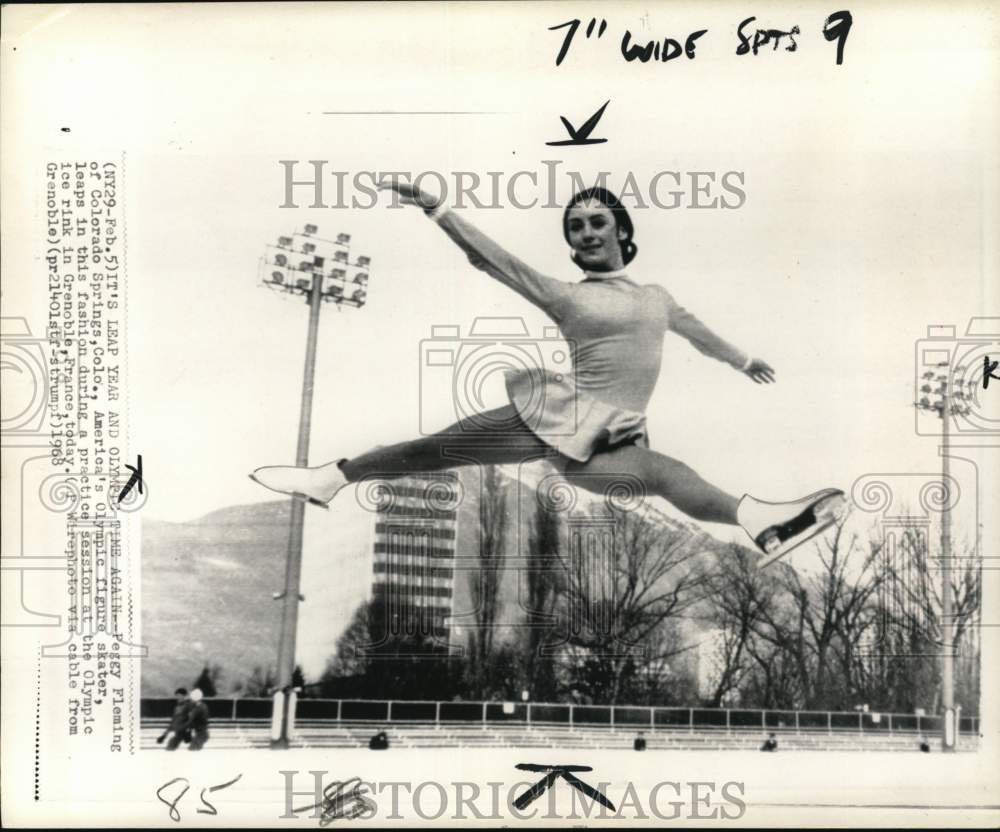 1968 Press Photo Olympic figure skater Peggy Fleming, Grenoble ice rink, France- Historic Images