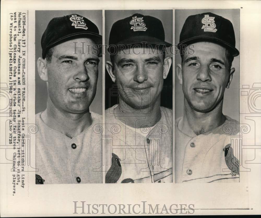 1962 Press Photo Larry Jackson & fellow St. Louis Cardinals baseball players- Historic Images