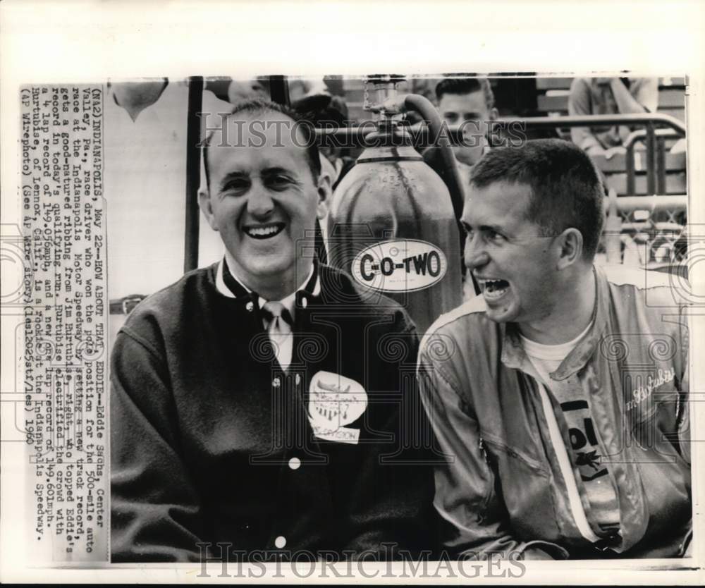 1960 Press Photo Car racers Eddie Sachs & Jim Hurtubise, Indianapolis Speedway- Historic Images