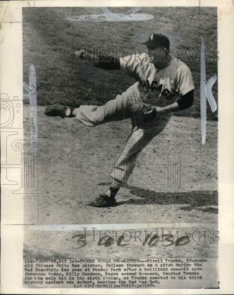 1954 Press Photo White Sox pitcher Virgil Trucks, Red Sox baseball game, Boston- Historic Images