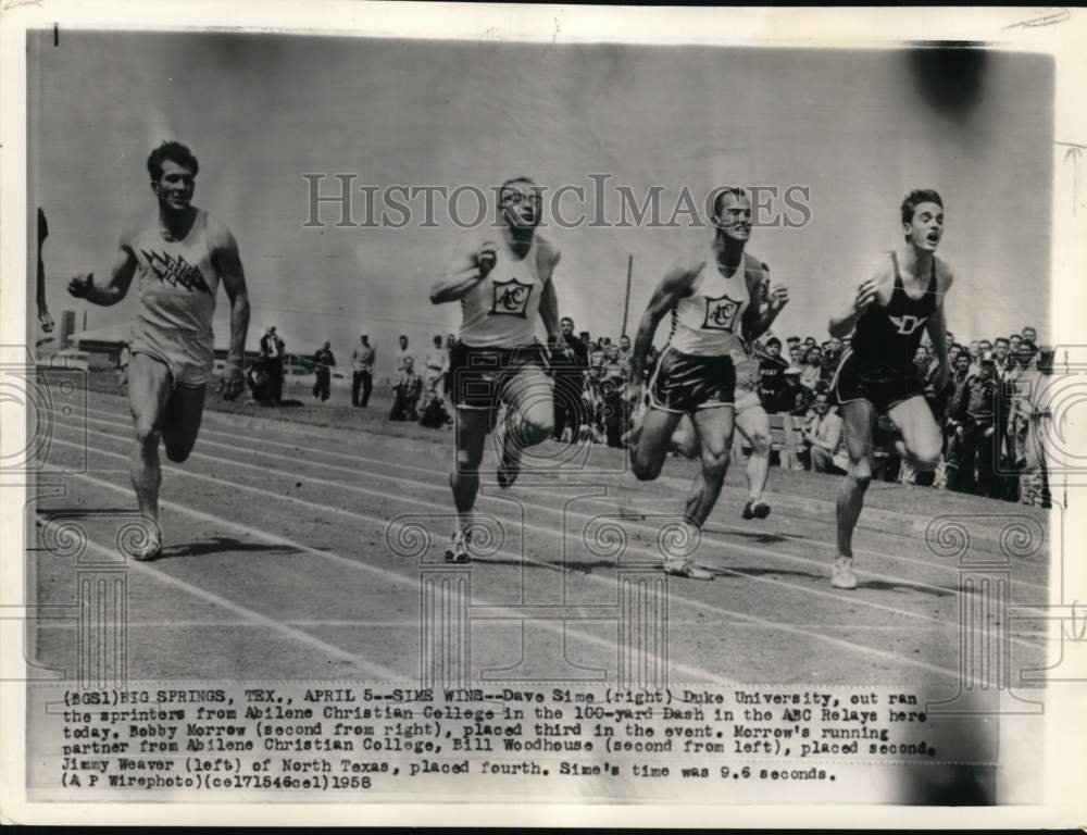 1958 Press Photo Track &amp; Field runners in 100-yard ABC Relays, Big Springs, TX- Historic Images