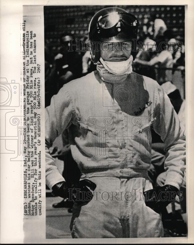 1967 Press Photo Race car driver Graham Hill, Indianapolis, Indiana - pix13392- Historic Images