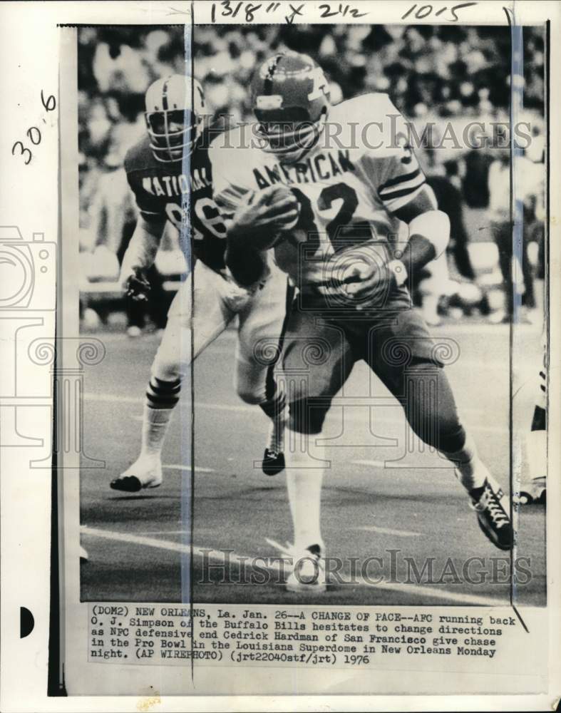 1976 Press Photo Buffalo Bills&#39;s O.J. Simpson &amp; Cedrick Hardman, Pro Bowl, LA- Historic Images