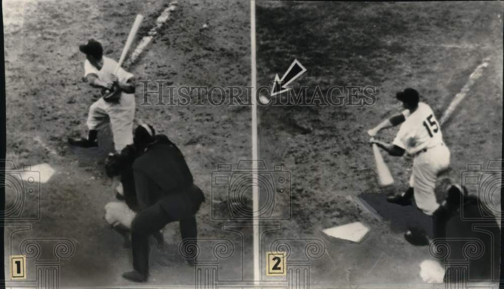1949 Press Photo Yankees&#39; Tommy Henrich, Roy Campanella, Cal Hubbard, Baseball- Historic Images