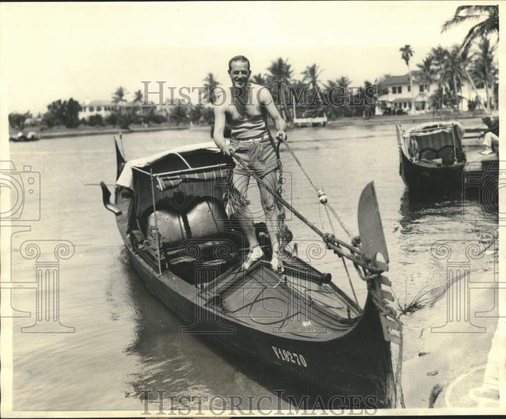 1930 Press Photo Wood Phil riding a boat - pix14851- Historic Images