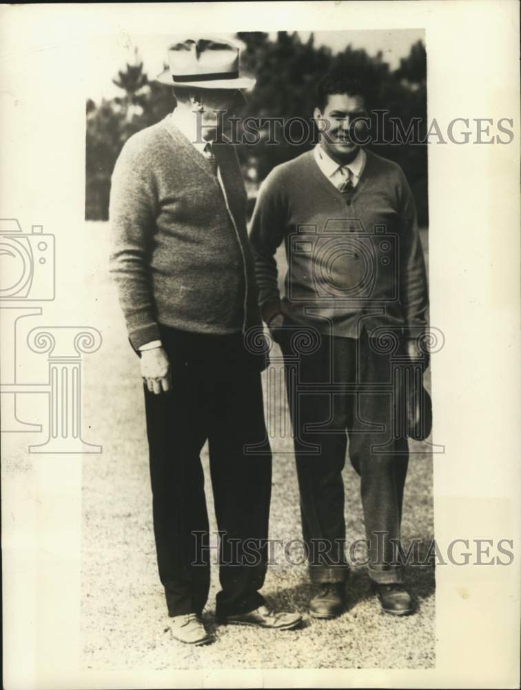 1934 Press Photo Boxer Gene Tunney & Homer Cummings, Pinehurst, North Carolina- Historic Images