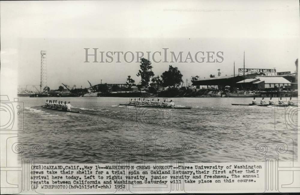 1952 Press Photo University of Washington team workout, Oakland, California- Historic Images