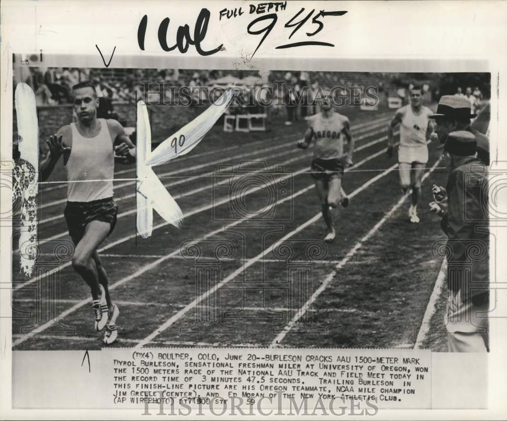 1959 Press Photo Runner Dyrol Burleson & teammates, AAU track and field meet, CO- Historic Images