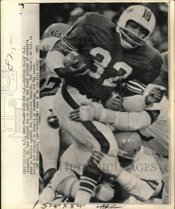 1973 Press Photo Buffalo Bills & Cincinnati Bengals' football game ...