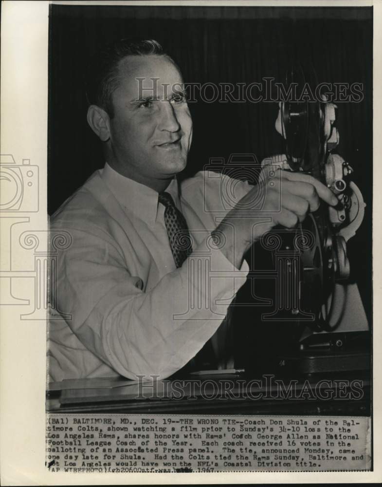 1967 Press Photo Baltimore Colts' Don Shula, Maryland - pix18615- Historic Images