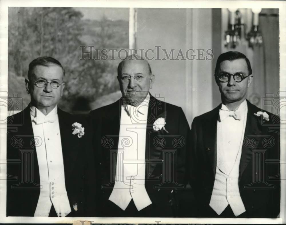 1936 Press Photo Governor Eugene Talmadge, Harold Ickes &amp; Henry Horner in IL- Historic Images