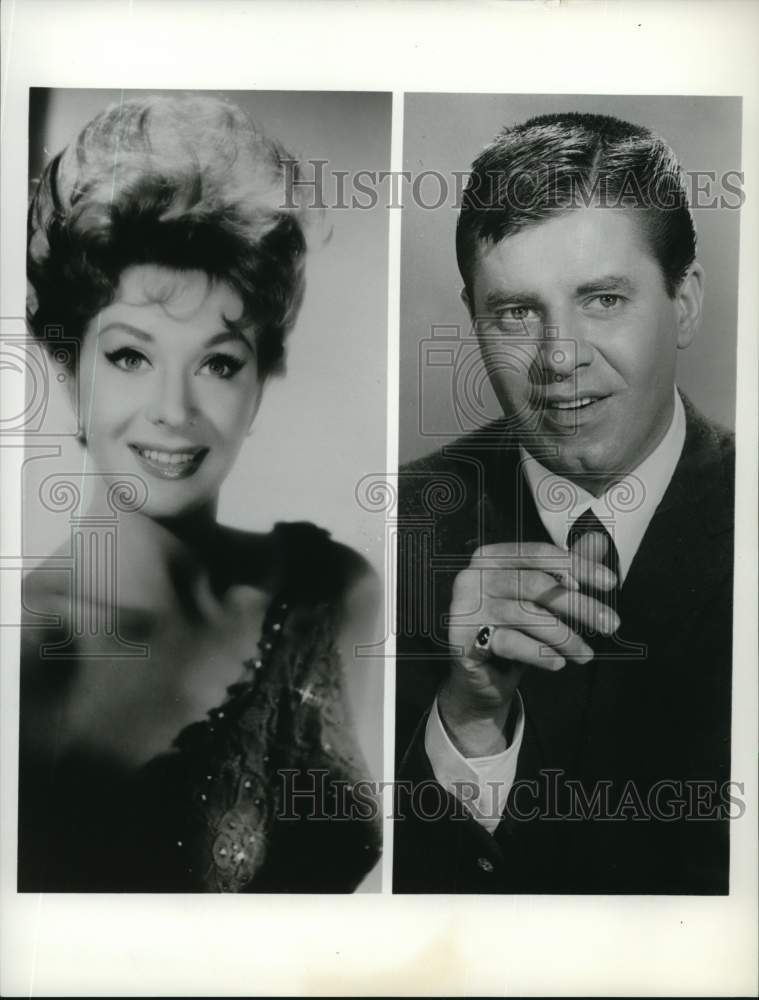 1963 Press Photo Kay Stevens & Jerry Lewis on "The Jerry Lewis Show" on ABC- Historic Images