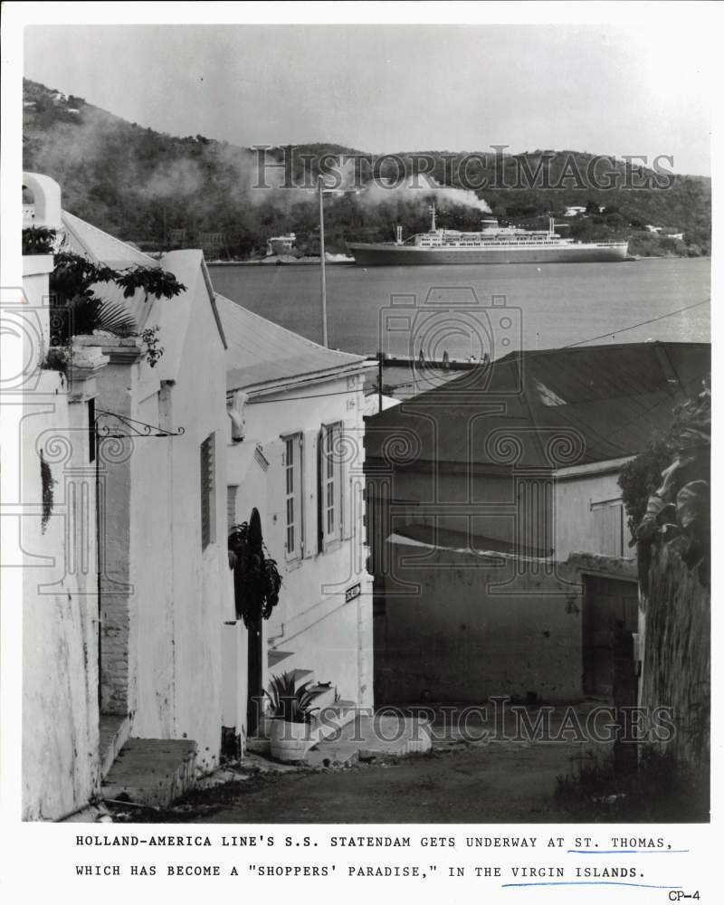 1968 Press Photo Holland-America Line&#39;s ship &quot;Statendam&quot; at Virgin Islands- Historic Images