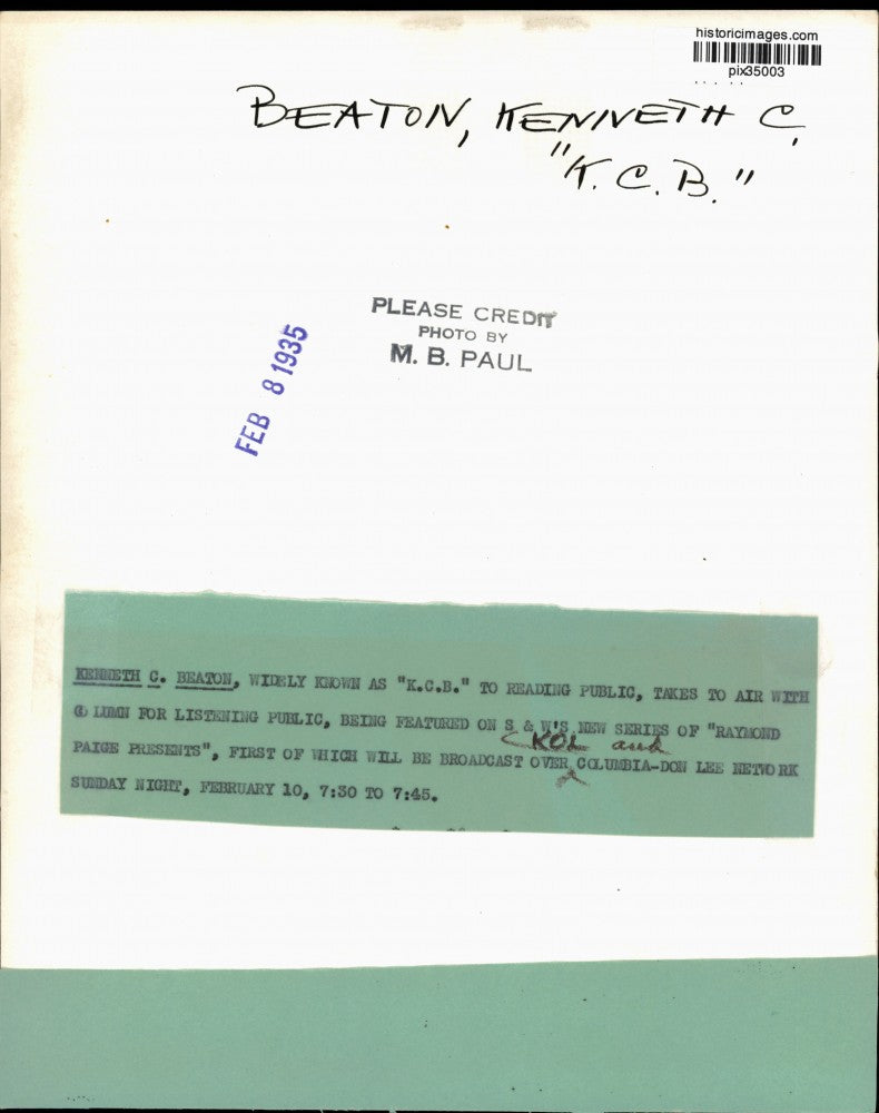 1935 Press Photo Author Kenneth C. Beaton stars on "Raymond Paige Presents"