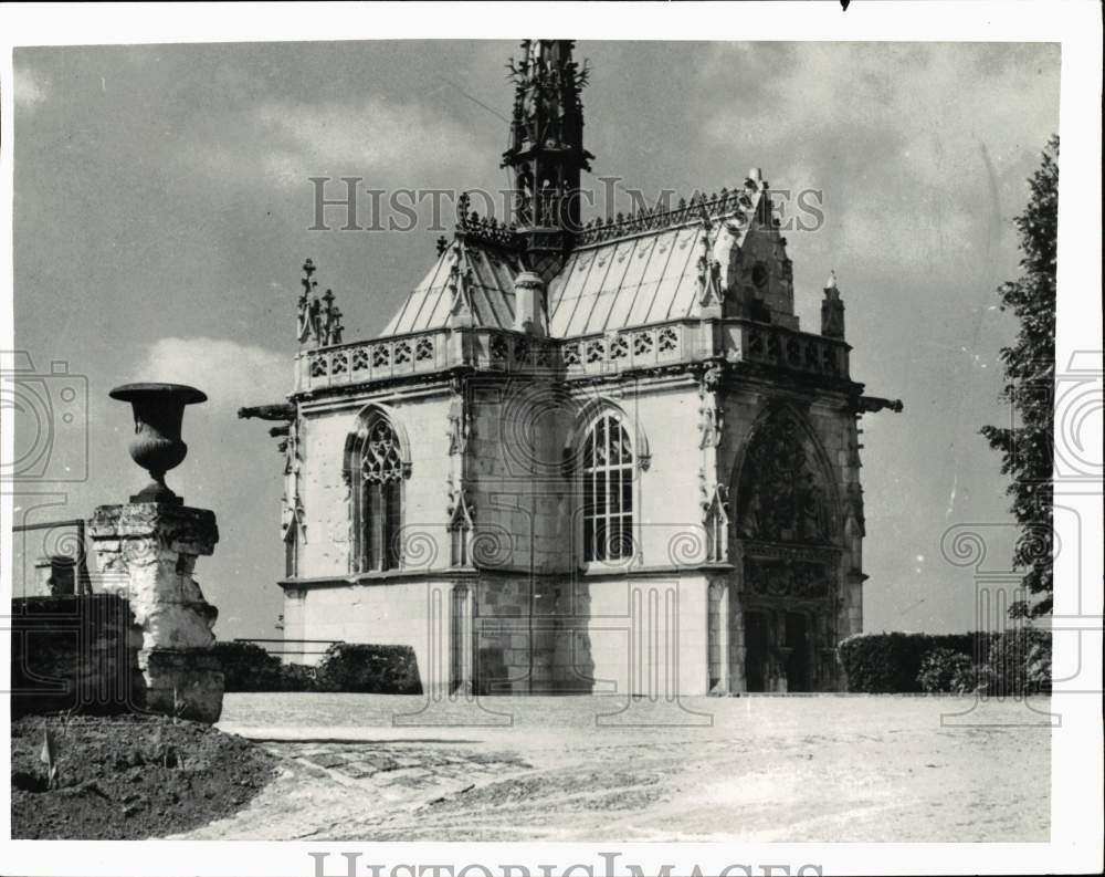 1956 Press Photo Leonardo da Vinci&#39;s burial place in St. Hubert Chapel, France- Historic Images