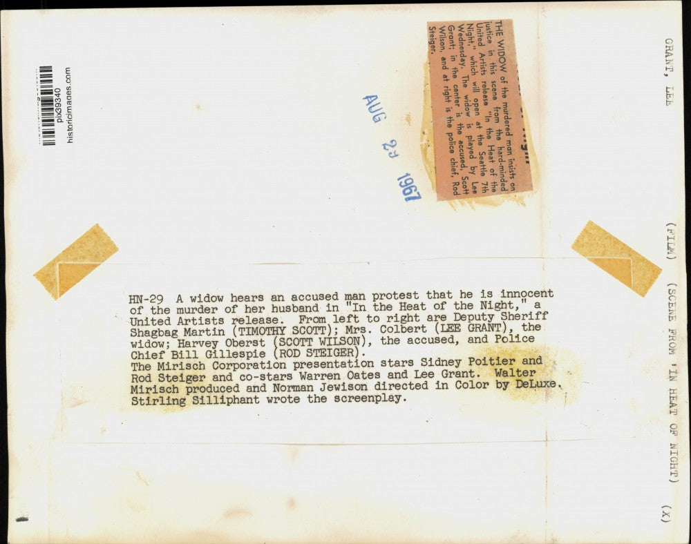 1967 Press Photo Actors starring in "In the Heat of the Night" - pix39340