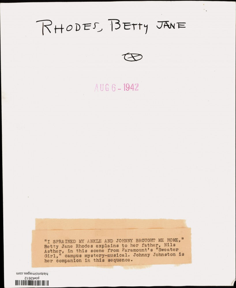 1941 Press Photo Betty J. Rhodes, Nils Asther & Johnny Johnston, "Sweater Girl"