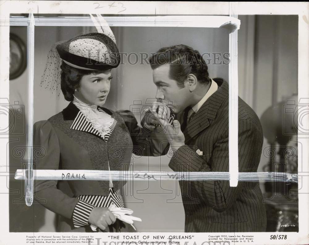 1950 Press Photo Kathryn Grayson &amp; Mario Lanza in &quot;The Toast of New Orleans&quot;- Historic Images