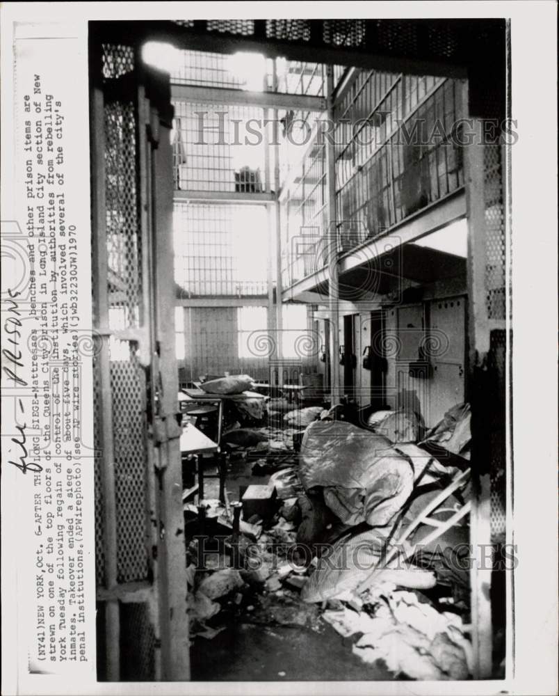 1970 Press Photo Damaged prison items due to riot at Queen City Prison, New York- Historic Images