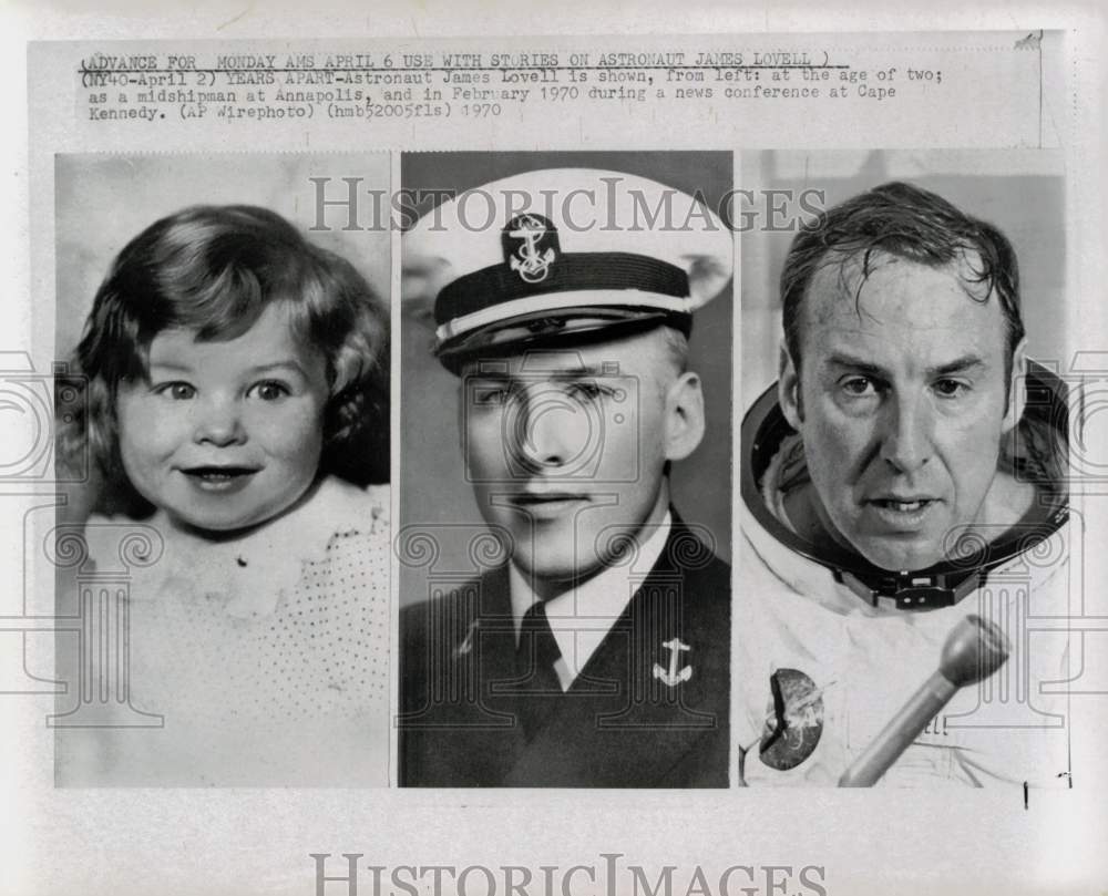 1970 Press Photo James Lovell as a child, midshipman and astronaut - pix48573- Historic Images