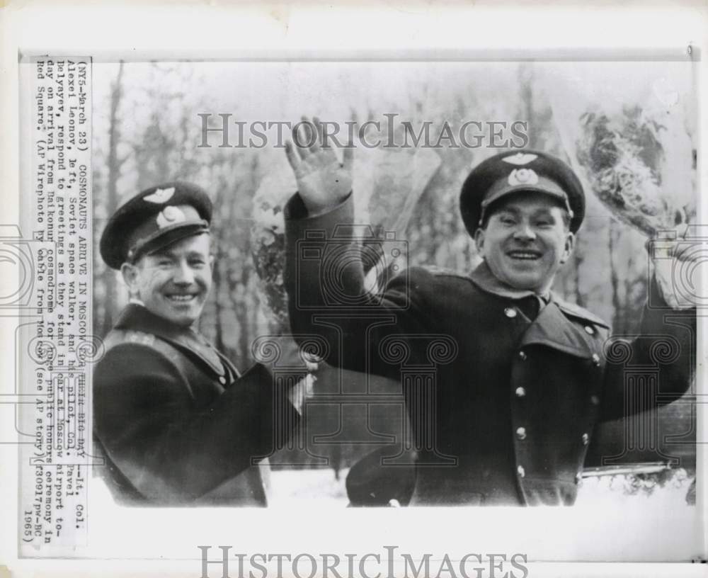 1965 Press Photo Soviet cosmonauts Alexei Leonov and Pavel Belyayev, Moscow- Historic Images
