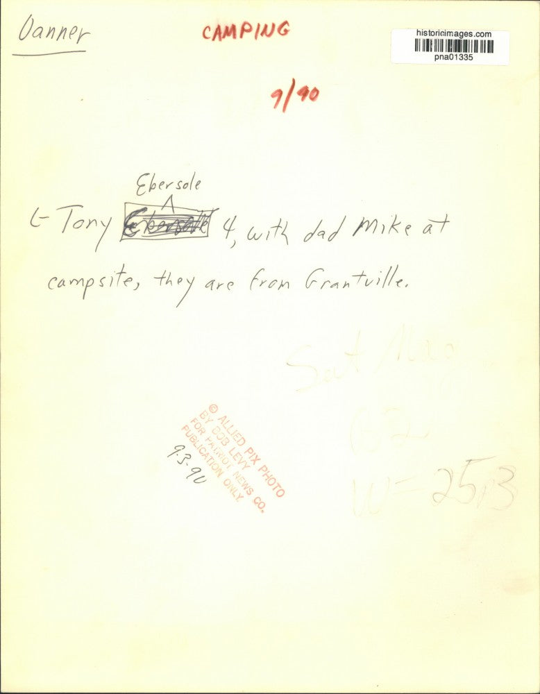 1990 Press Photo Tony and Mike Ebersole of Grantville at Campsite - pna01335