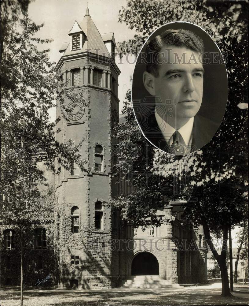 1935 Press Photo Dickinson College President Dr. Fred P. Corson and Bosler Hall